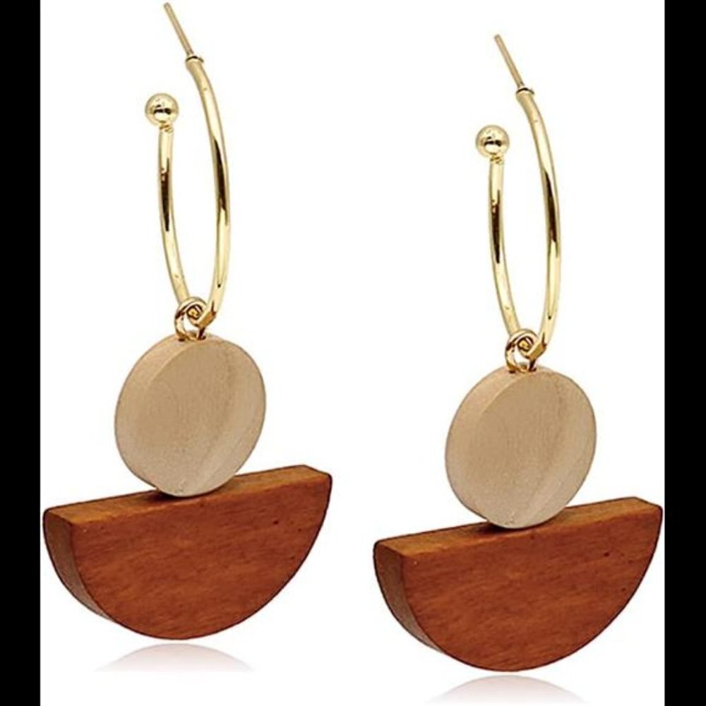 NEW Wooden Long Tassel Dangle Drop Earrings BOHO CHIC